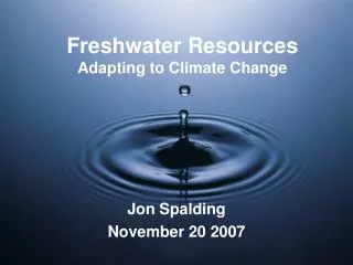 Freshwater Resources Adapting to Climate Change