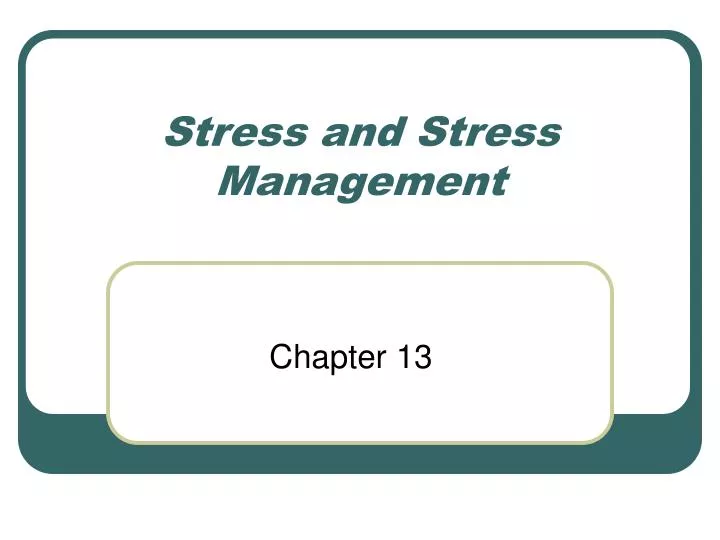 stress and stress management