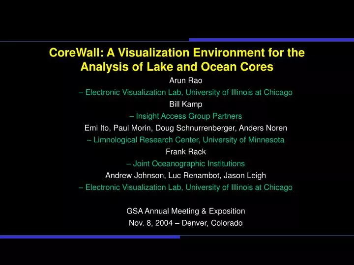 corewall a visualization environment for the analysis of lake and ocean cores