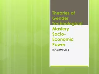 Theories of Gender Technological Mastery Socio-Economic Power