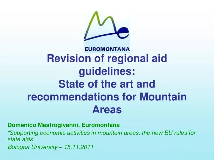 revision of regional aid guidelines state of the art and recommendations for mountain areas