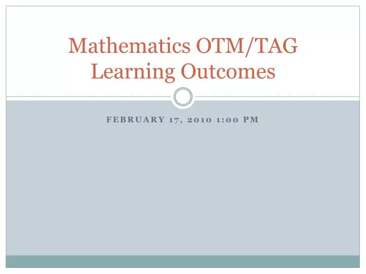 mathematics otm tag learning outcomes