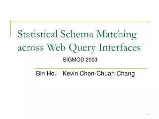 Statistical Schema Matching across Web Query Interfaces