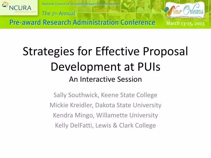 strategies for effective proposal development at puis an interactive session