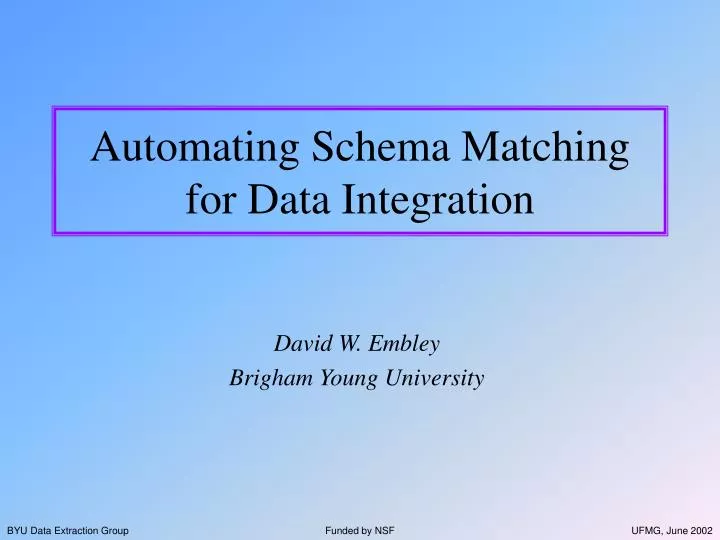 automating schema matching for data integration