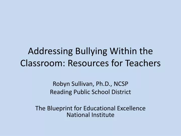 addressing bullying within the classroom resources for teachers