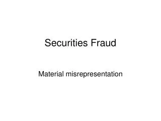 Securities Fraud