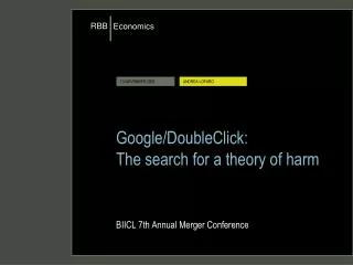 Google/DoubleClick: The search for a theory of harm BIICL 7th Annual Merger Conference