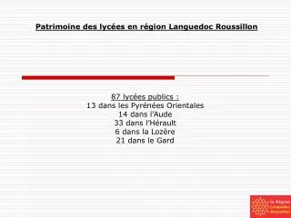 Patrimoine des lycées en région Languedoc Roussillon