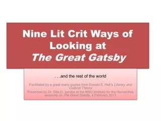 Nine Lit Crit Ways of Looking at The Great Gatsby