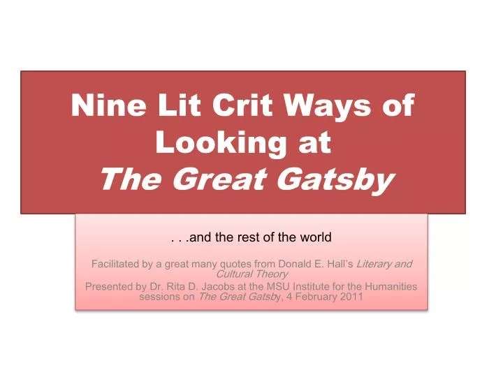 nine lit crit ways of looking at the great gatsby