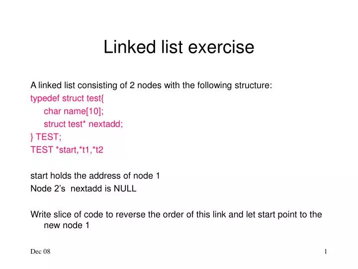 linked list exercise