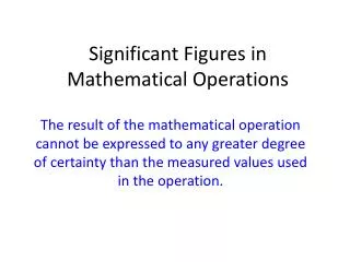 Significant Figures in Mathematical Operations