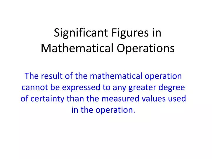 significant figures in mathematical operations