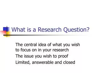 What is a Research Question?