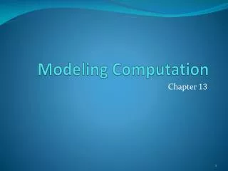 Modeling Computation