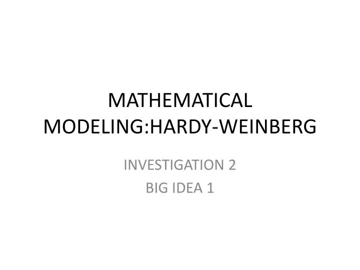 mathematical modeling hardy weinberg