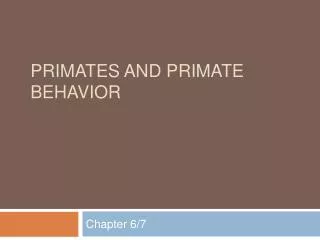 Primates and Primate behavior