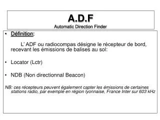 a d f automatic direction finder