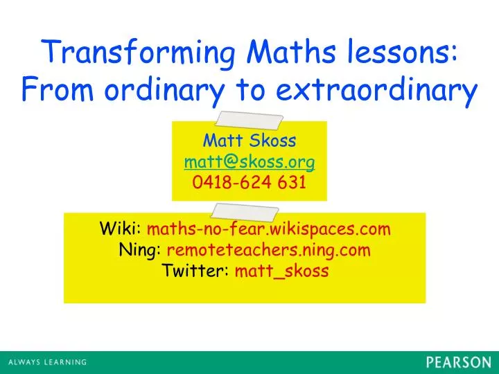 transforming maths lessons from ordinary to extraordinary