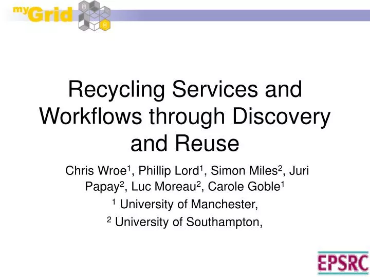 recycling services and workflows through discovery and reuse
