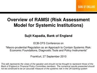 Overview of RAMSI (Risk Assessment Model for Systemic Institutions)