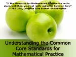 Understanding the Common Core Standards for Mathematical Practice - slide 1
