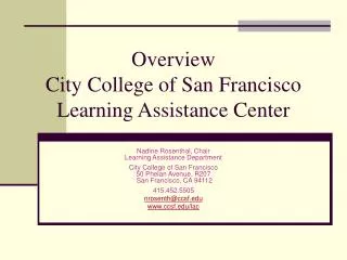 Overview City College of San Francisco Learning Assistance Center