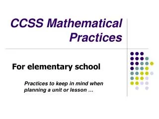 CCSS Mathematical Practices