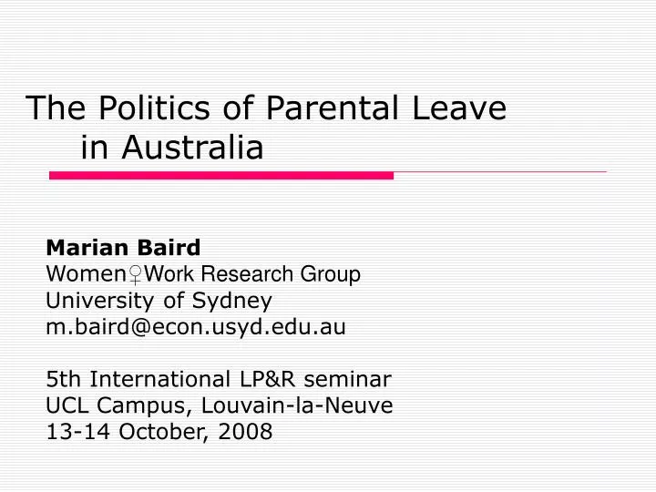 the politics of parental leave in australia