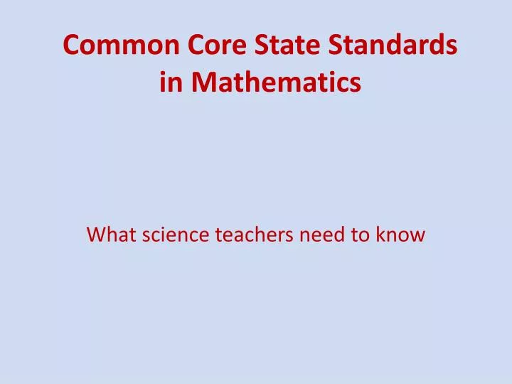 common core state standards in mathematics