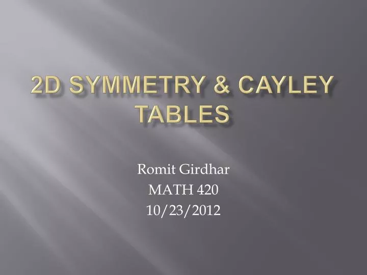 2d symmetry cayley tables