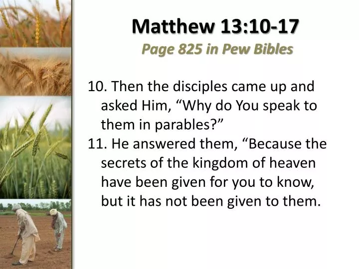 matthew 13 10 17 page 825 in pew bibles