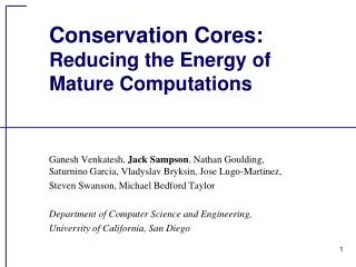 Conservation Cores: Reducing the Energy of Mature Computations