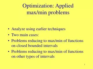 Optimization: Applied max/min problems