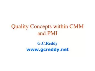 Quality Concepts within CMM and PMI