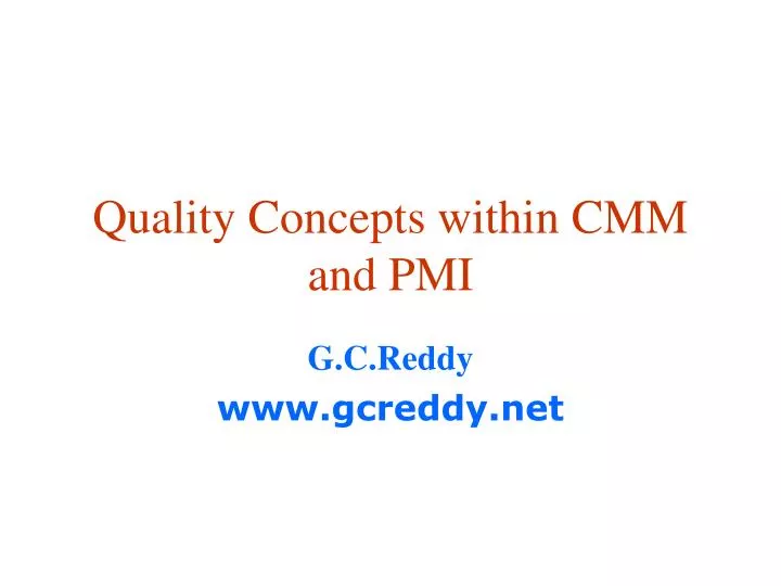quality concepts within cmm and pmi