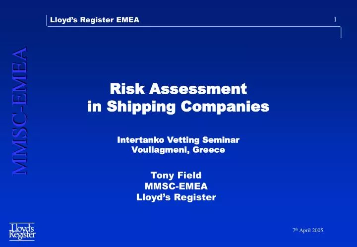risk assessment in shipping companies intertanko vetting seminar vouliagmeni greece