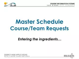 Master Schedule Course/Team Requests