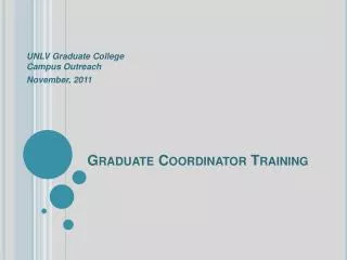 Graduate Coordinator Training