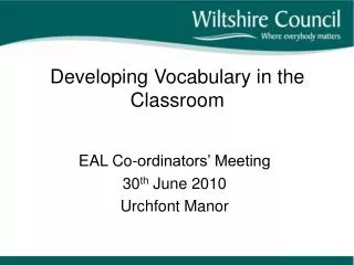 Developing Vocabulary in the Classroom