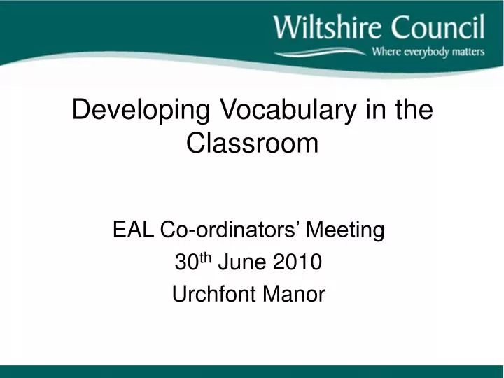 developing vocabulary in the classroom