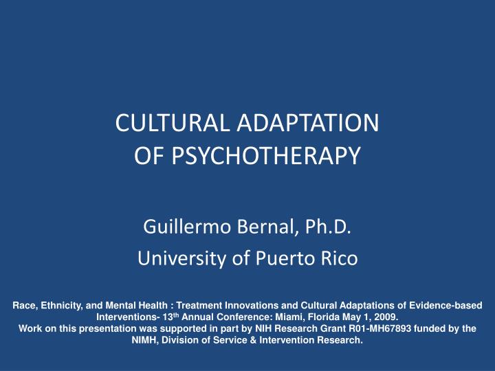 cultural adaptation of psychotherapy