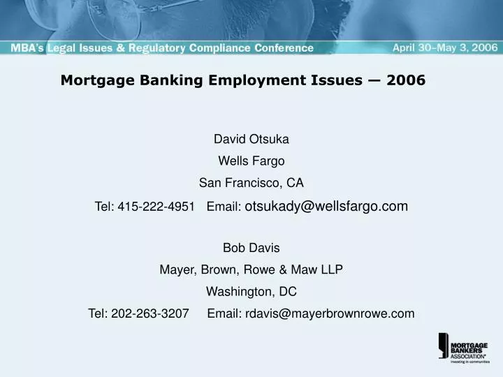mortgage banking employment issues 2006