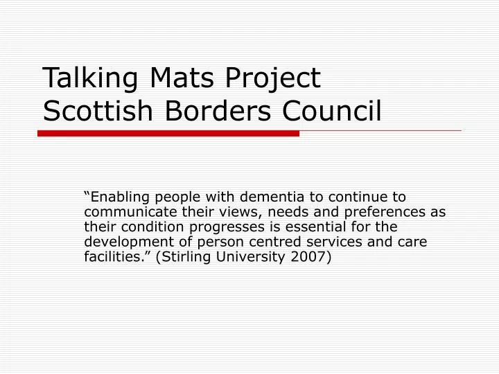 talking mats project scottish borders council
