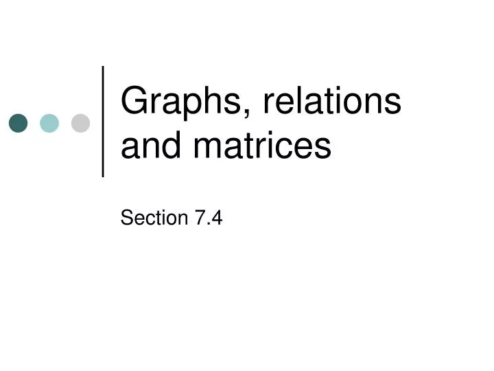 graphs relations and matrices