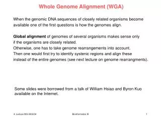 Whole Genome Alignment (WGA)