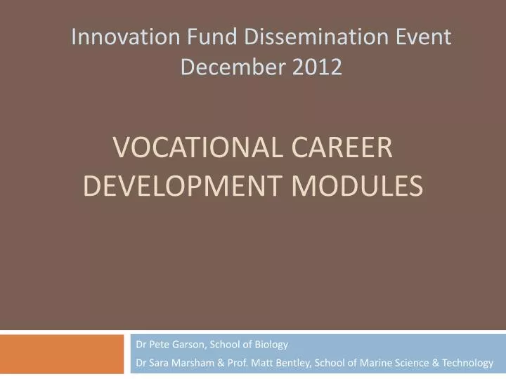 vocational career development modules