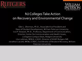 NJ Colleges Take Action on Recovery and Environmental Change