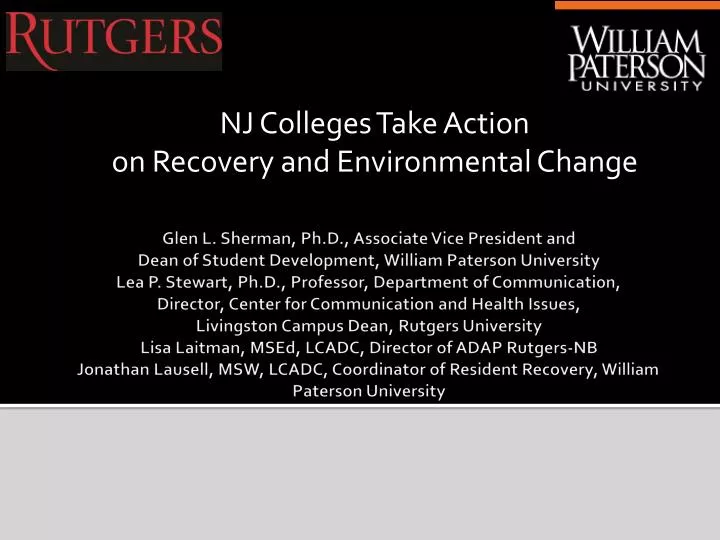 nj colleges take action on recovery and environmental change